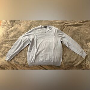 Light Blue Merino Wool V-Neck Sweater